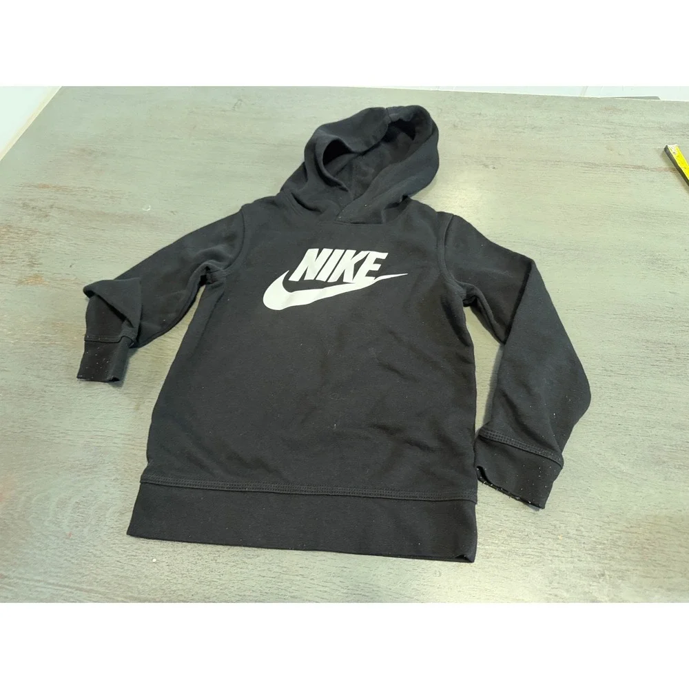 Nike Boys Black Futura Logo Fleece Pullover Hoodie Sweatshirt Size 7 6-7YRS